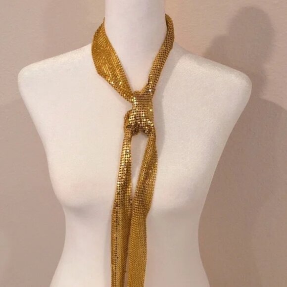 Nine West Gold Necklace/Belt with chain pierced earrings 70s. - Picture 10 of 11